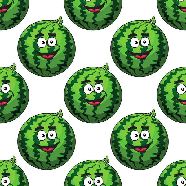 Seamless pattern of cartoon watermelons — Stock Vector