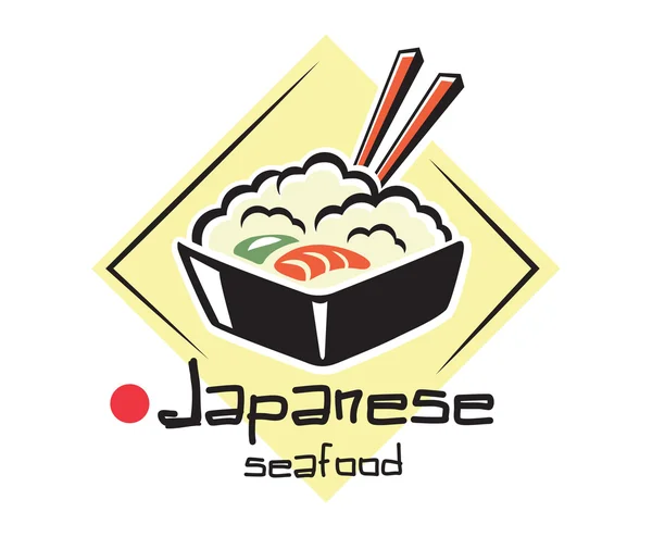Japanese seafood emblem or label — Stock Vector