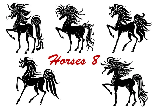 Ensemble d'étalons de cheval noir — Image vectorielle