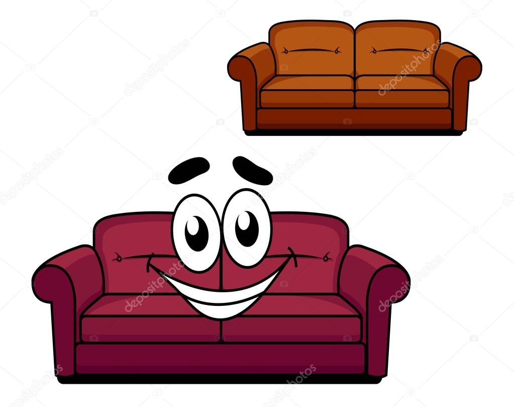 Happy cartoon upholstered couch