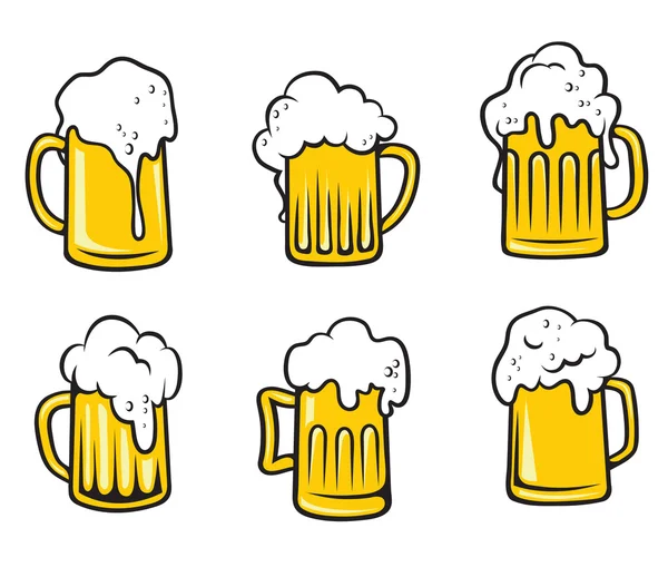 Lager beer tankards set — Stock Vector