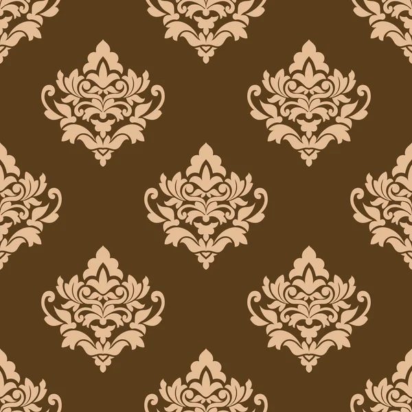 Beige colored  on brown floral arabesque seamless pattern — Stock Vector