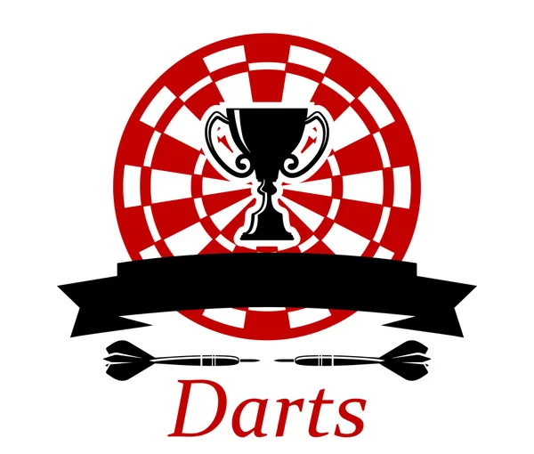 Darts-Emblem mit Pokal — Stockvektor