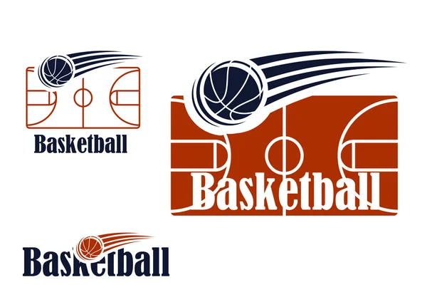 Basket symbol med fältet och boll — Stock vektor