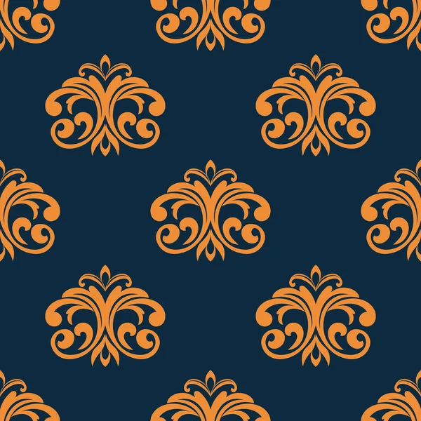 オレンジ色の花柄のシームレスなパターン — ストックベクタ