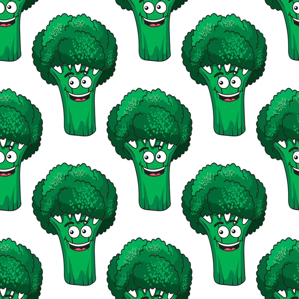 Cartoon broccoli seamless pattern — Stock Vector