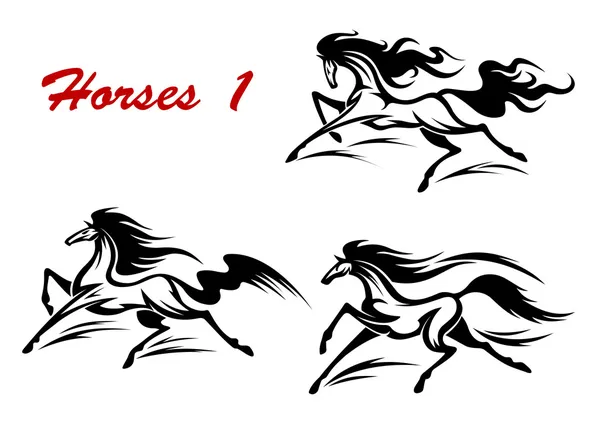 Paard hengsten Mascottes en tatoeages — Stockvector