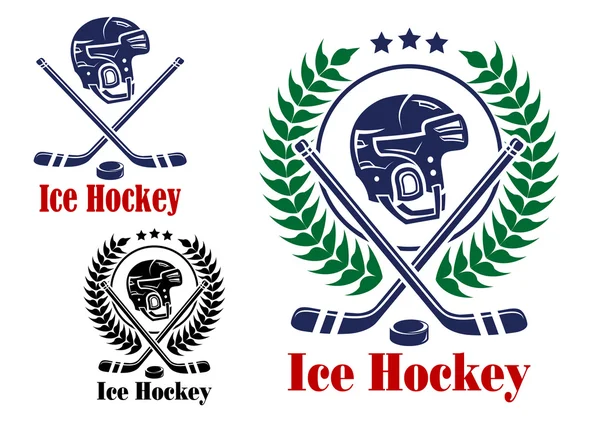 Ice hockey symbols and emblems — Stock Vector