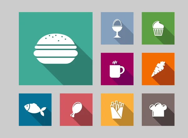 Flat food icons set — Stock Vector