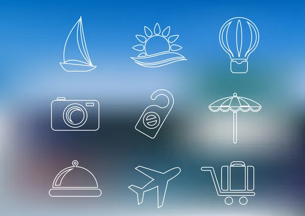 Een overzicht van stijl iconen voor reizen en toerisme — Stockvector