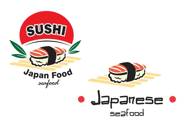 Japanese sushi seafood emblem — Stock Vector