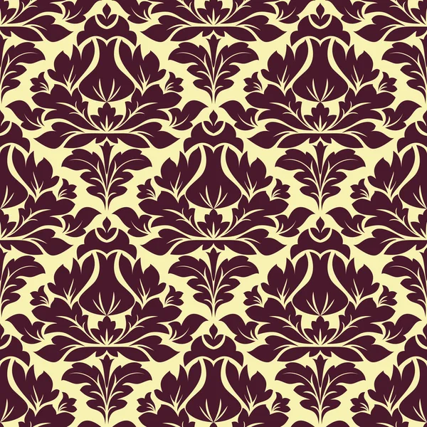 Floral seamless beige and purple damask pattern — Stock Vector