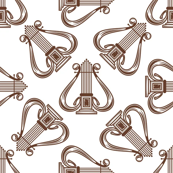 无缝的音乐竖琴的图案 — 图库矢量图片