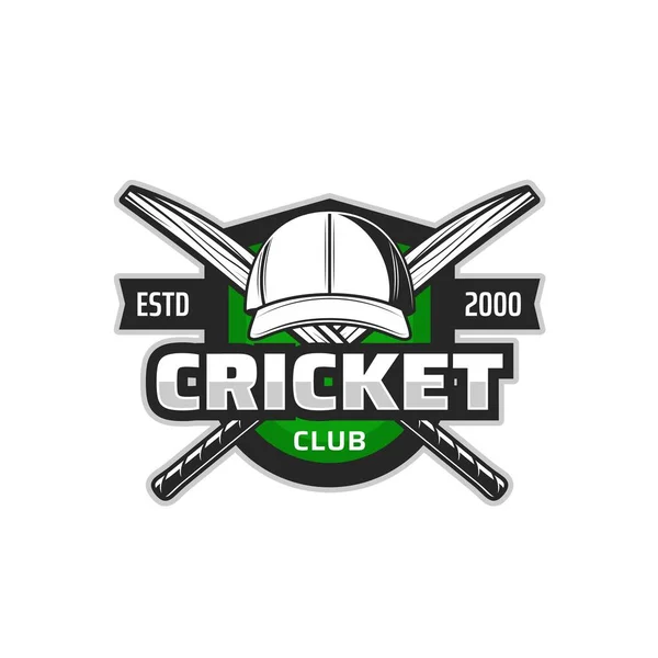 Cricket Field Icon Vector Sport Bats Player Uniform Cap Heraldic — Stock Vector
