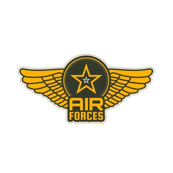 Fuerza Aérea Parche Vector Icono Alas Escudo Estrella Alas Aeronaves — Archivo Imágenes Vectoriales