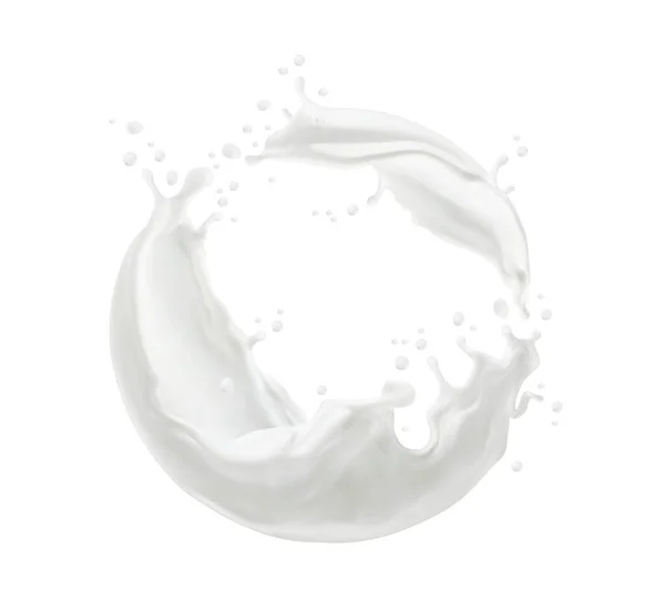 Mjölkspridare Eller Virvlande Stänk Med Stänk Och Vita Mjölkdroppar Flöde — Stock vektor