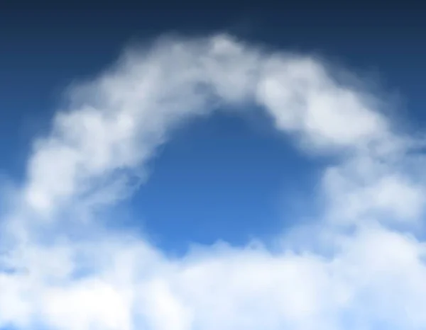 Круглые Дуговые Облака Голубом Фоне Неба Векторный Туман Дымовая Рама — стоковый вектор