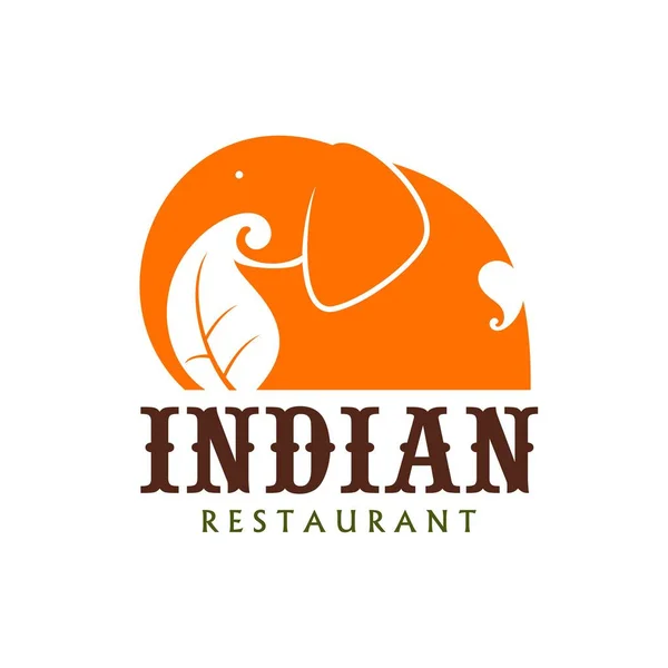 Indian Restaurant Icon Elephant India Cuisine Food Traditional Chef Kitchen — Stock Vector