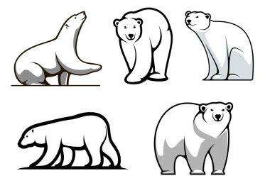 White polar bears set clipart