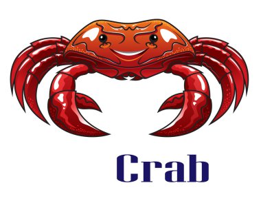 büyük pençeleri ile karikatür kırmızı Yengeç