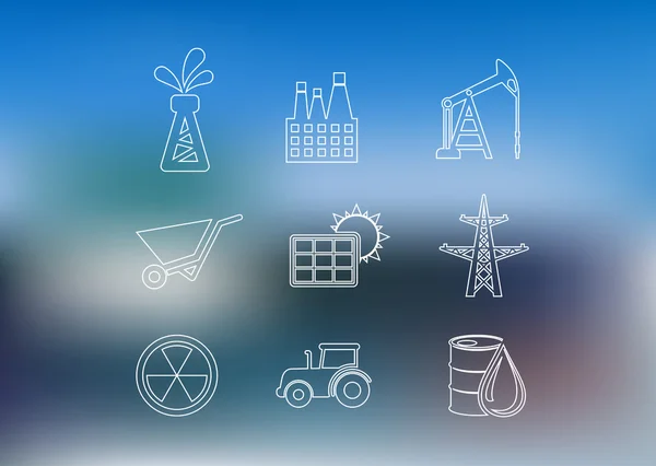 Zarys zestaw ikon przemysłowe — Wektor stockowy