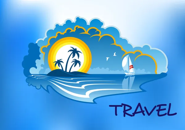 Paisaje de playa tropical — Vector de stock