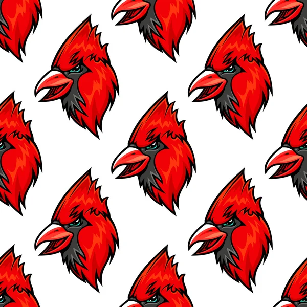 Κόκκινο πουλί Καρδινάλιος χωρίς ραφή πρότυπο — Διανυσματικό Αρχείο