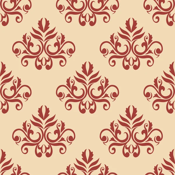 Red retro seamless pattern on beige backgrouund — Stock Vector