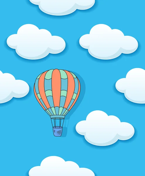 Luftballon und Wolken nahtlos — Stockvektor