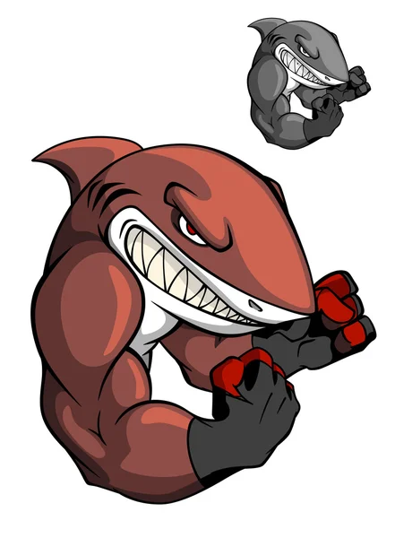 Angry cartoon boxing shark — Stock Vector