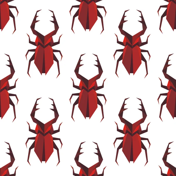 Modèle sans couture de l'origami staghorn scarabée — Image vectorielle