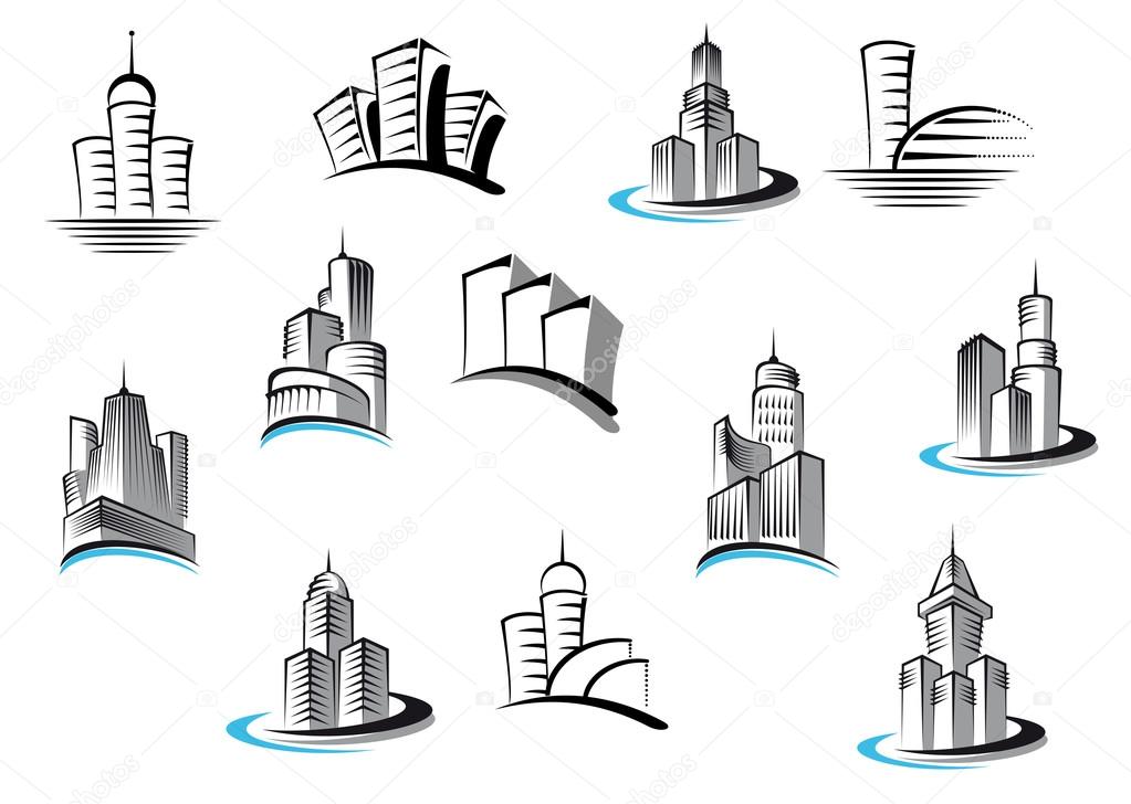 Office, telecommunication and residential buildings symbols