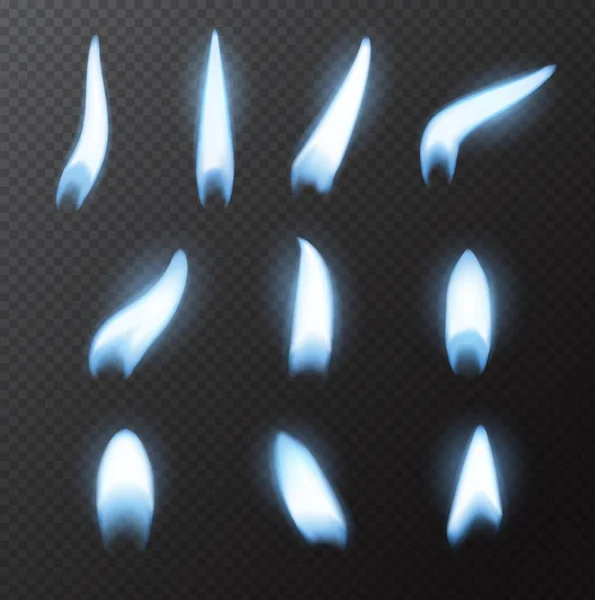 Flamme Feu Bleu Gaz Naturel Isolé Sur Fond Transparent Vecteur — Image vectorielle