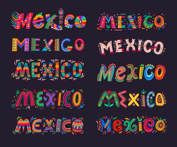 México Elementos Letras Tipografía Vectorial Festiva Mexicana Letras México Con — Vector de stock