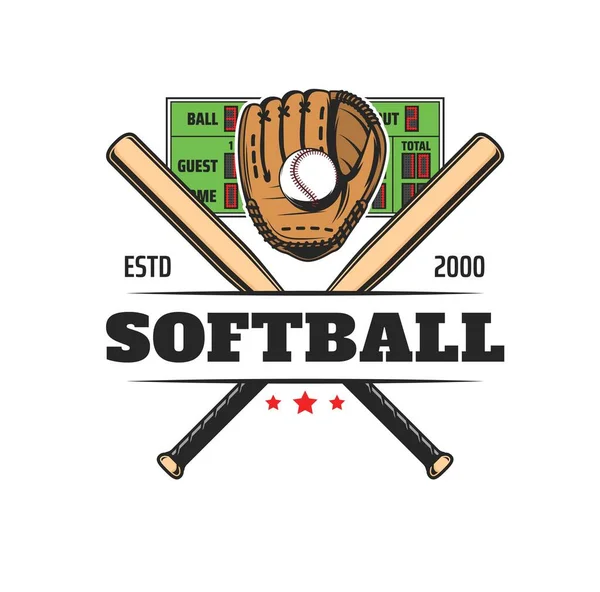 Softball Sport Icon Baseball Club Team Badge League Game Vector — Stock Vector