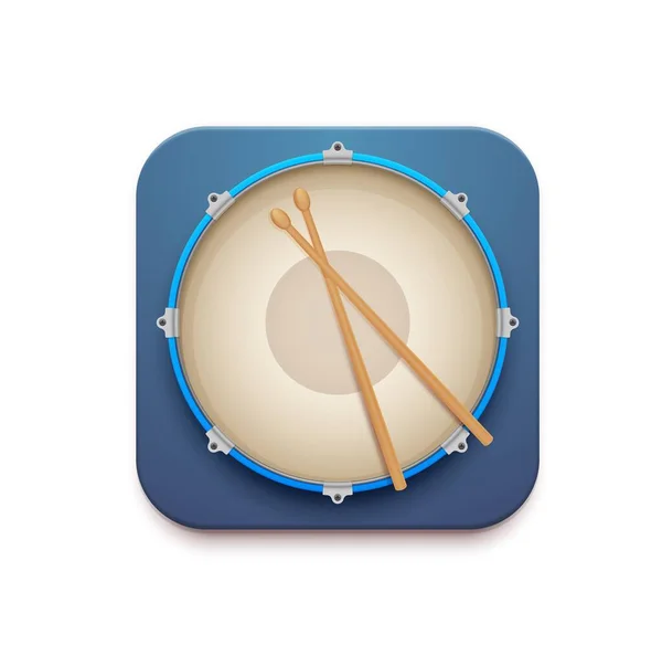 Musical Drum Kit App Vector Icon Snare Drum Sticks Izolované — Stockový vektor