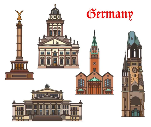 Germany Architecture Berlin Landmarks Buildings Vector German Churches Cathedrals Matthaus — Stock Vector