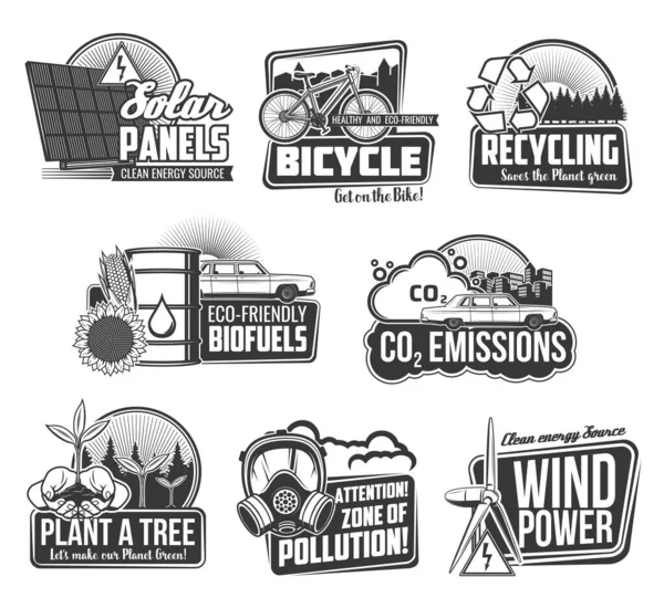 Ecology Environment Recycling Eco Energy Vector Icons Green Power Eco — Stock Vector