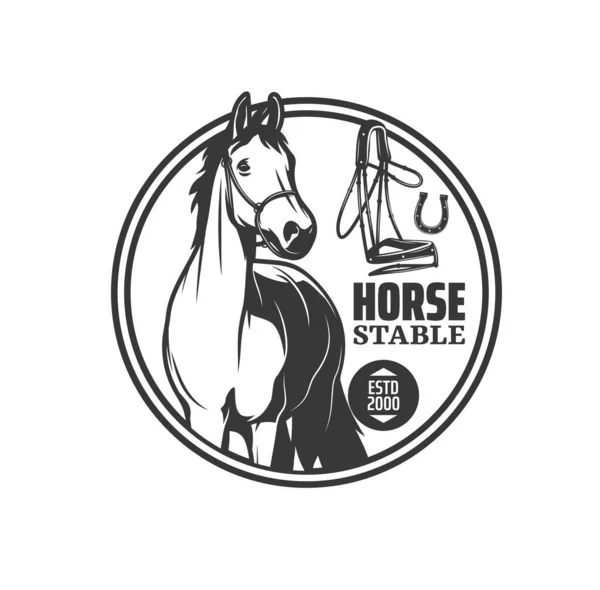 Pferdestall Symbol Für Reiten Hippodrom Und Pferdesport Vektor Emblem Pferdemustang — Stockvektor