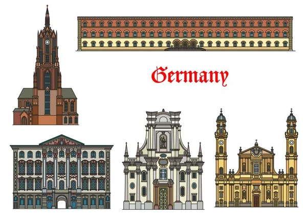 Germany Munich Architecture Buildings Travel Landmarks Vector Preysing Palace Bavarian — Stock Vector