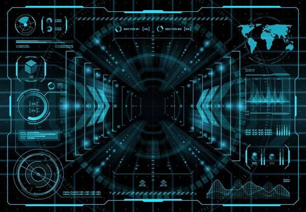 Hud Teleportáló Portál Interfész Futurisztikus Innováció Teleport Technológia Vektor Interfész — Stock Vector