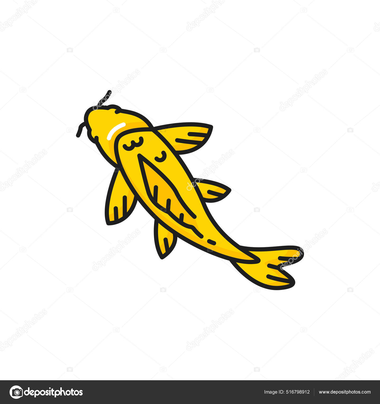 Golden Fish Chinese Carp Isolated Color Line Icon Vector Fish Stock Vector  by ©Seamartini 516798912