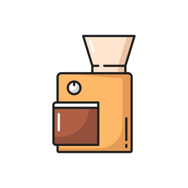 Elektronik makine kahve öğütücüsü izole edilmiş aygıt düz çizgi simgesi. Fasulye kavanozlu ev yapımı kahve öğütücüsü. Kahve öğütmek için elektronik makine, mutfak gereçleri, ev aletleri.