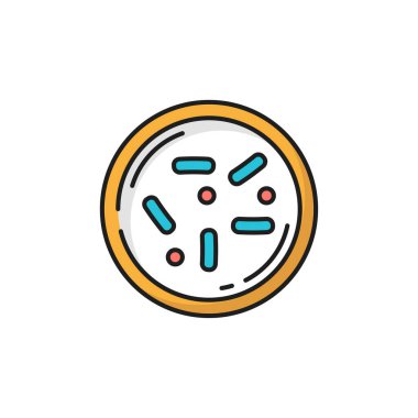 Mikroorganizma virüsü bakteri hücresi renk çizgisi simgesini izole etti. Vektör sağlıklı organizma bakterisi, düz kimyasal mikrop. Prebiyotik işareti, gastrointestinal terapi. Bifidobakteryum, pozitif bakteri