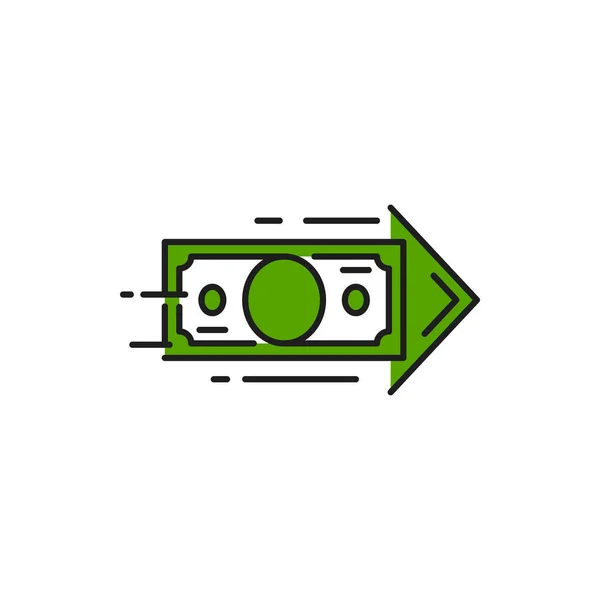 Cashback Inkomsten Rendement Terugbetaling Investering Concept Pijl Betaling Kleur Lijn — Stockvector