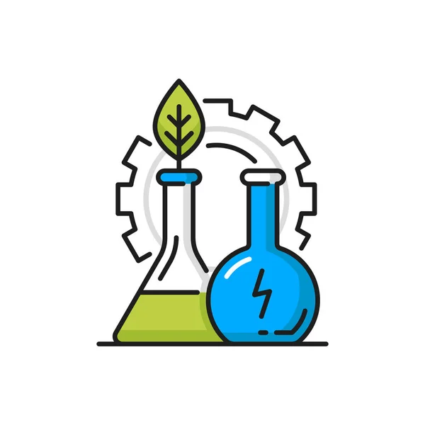 Icône Environnement Énergie Verte Propre Fiole Vectorielle Avec Énergie Biomasse — Image vectorielle