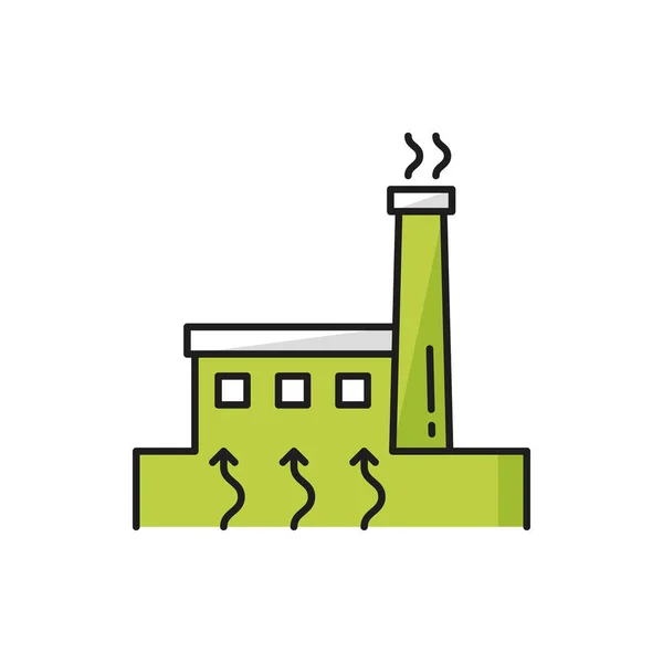 核电站与核电站隔离的工厂彩色线图标 病媒绿色发电厂发电 工业塔楼辐射 生态废料 电站核反应堆 — 图库矢量图片