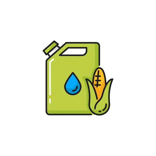 Envase Biocombustible Maíz Puede Aislar Icono Línea Color Del Combustible — Archivo Imágenes Vectoriales