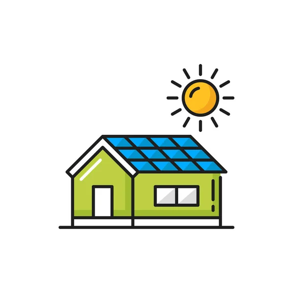 Pannelli Solari Casa Energia Rinnovabile Sole Energia Isolata Colore Sottile — Vettoriale Stock