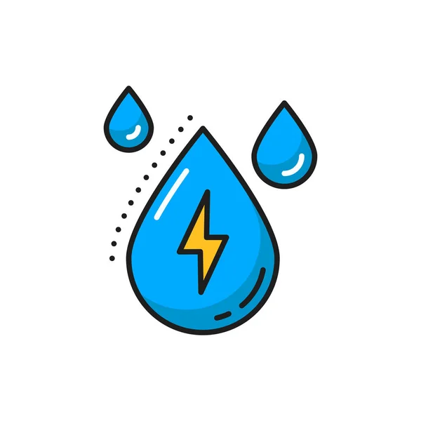 Regen Druppel Verlichting Bout Natuurlijke Energiebronnen Geïsoleerde Kleurlijn Pictogram Vector — Stockvector